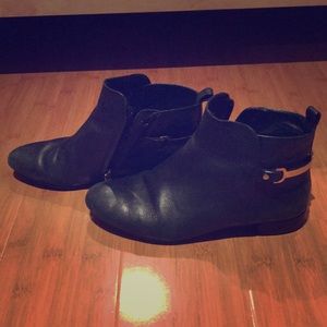 Tory Burch Leather Booties with Gold back buckle